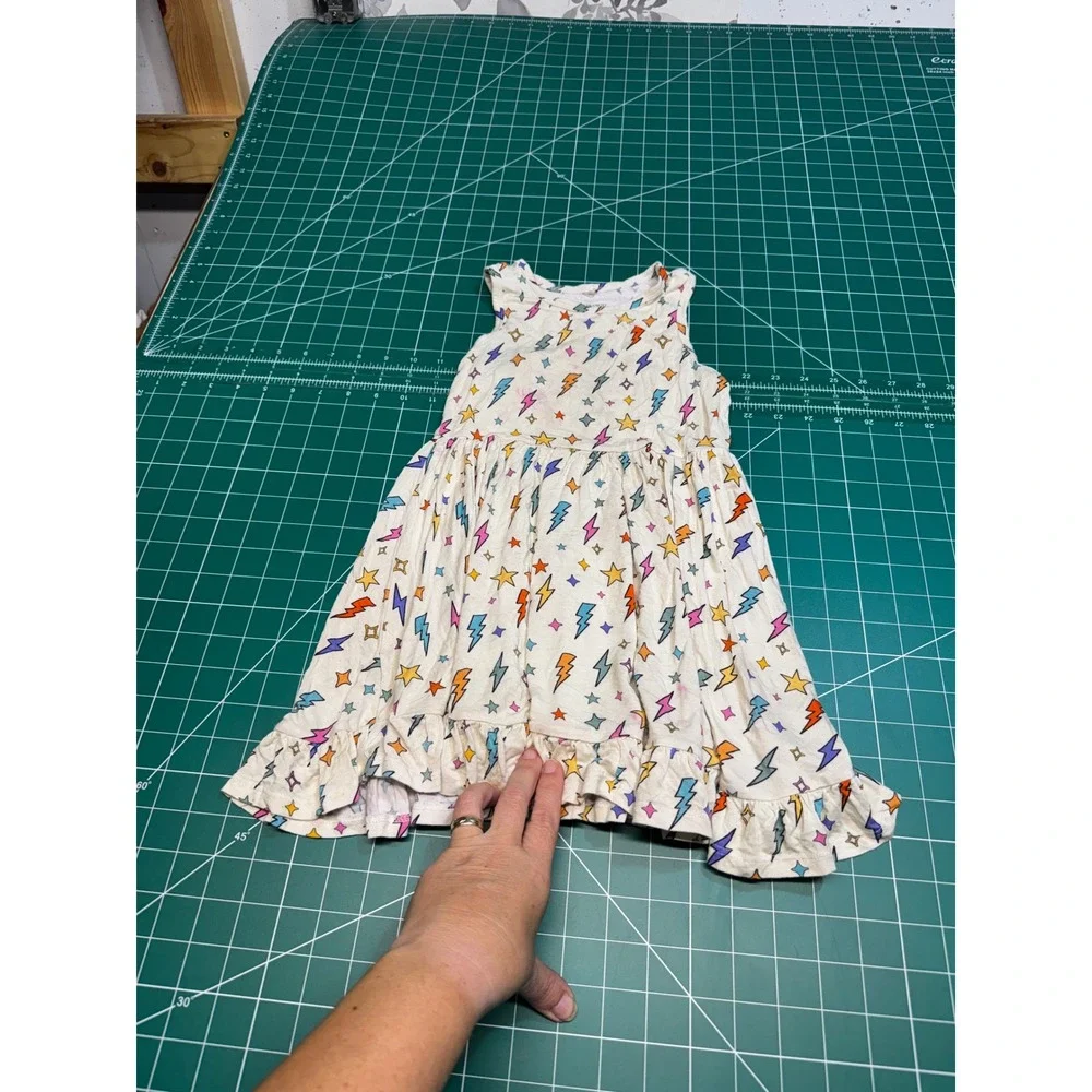 Posh Peanut Kids Lightning Bolt Star Viscose Bamboo Twirl Dress 5T-6T Cream
